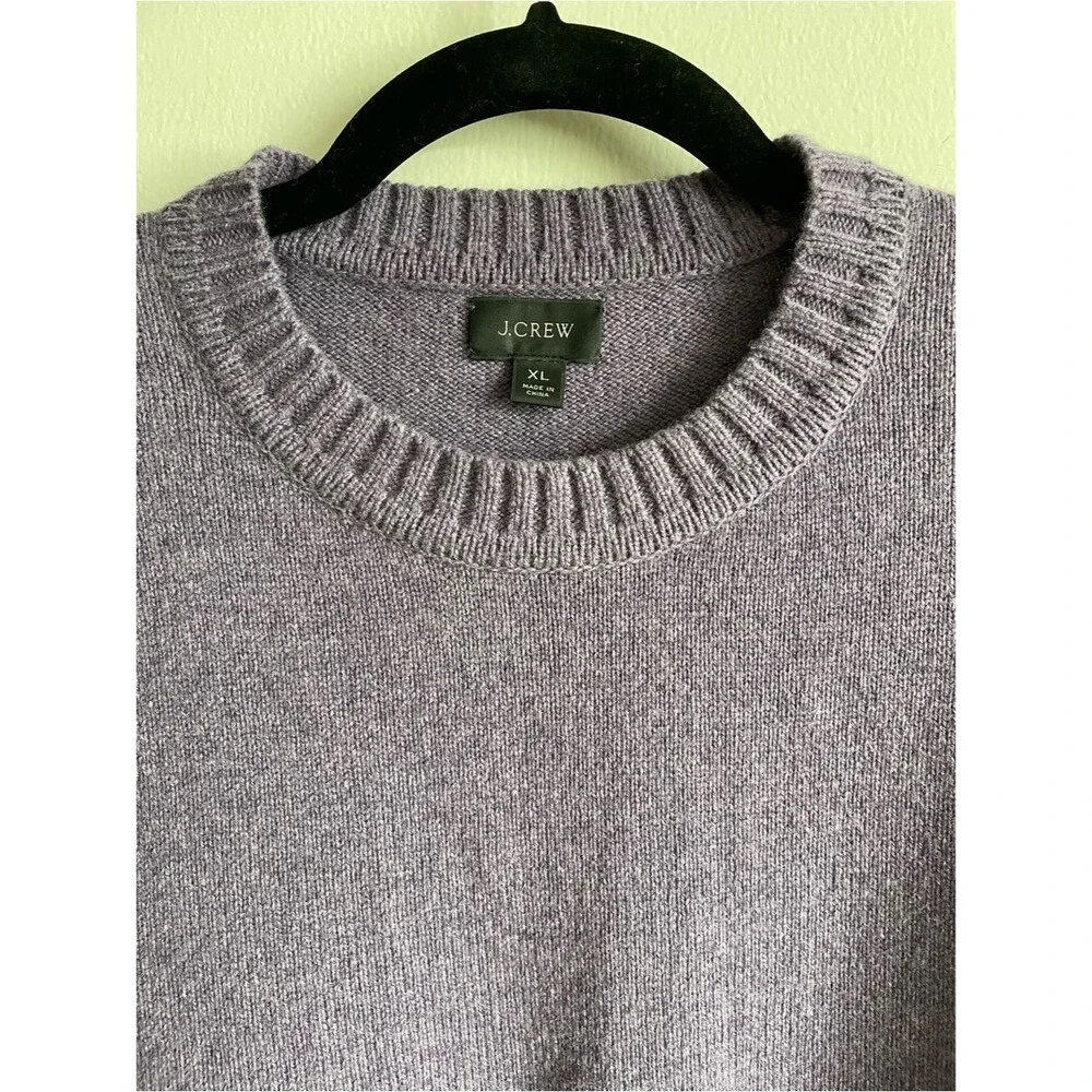 J. Crew Rugged Merino Wool Crewneck Sweater Heathered Lavender Purple Classic XL